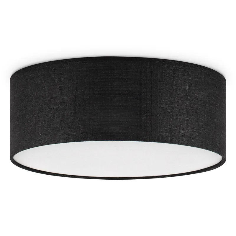 Moderne Plafondlamp - Cilinder - Stoffen Lampenkap - Minimalistische stijl - ø32 x 12 cm - E27 fitting - Voor slaapkamers en woonkamers van Home Sweet Home in Zwart – productfoto