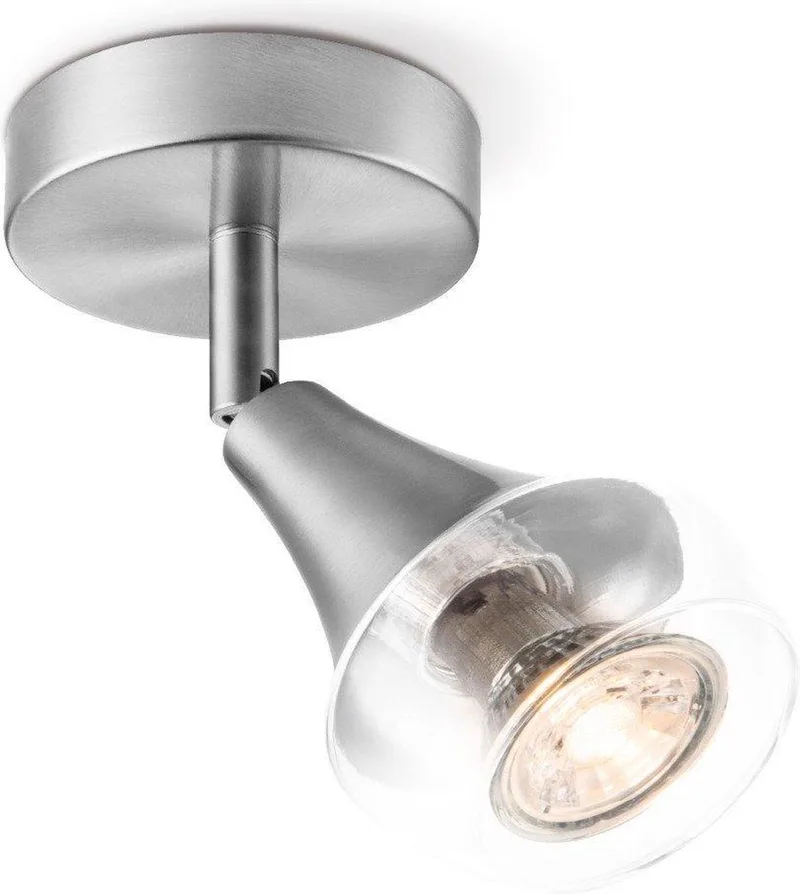 Moderne Plafondspot Vaya - Mat satijn - Met GU10-fitting - Metaal - 9 x 9 x 16.5 cm - Voor woonkamer en slaapkamer - Lichtbron niet inbegrepen van Home Sweet Home in Geborsteld staal – productfoto