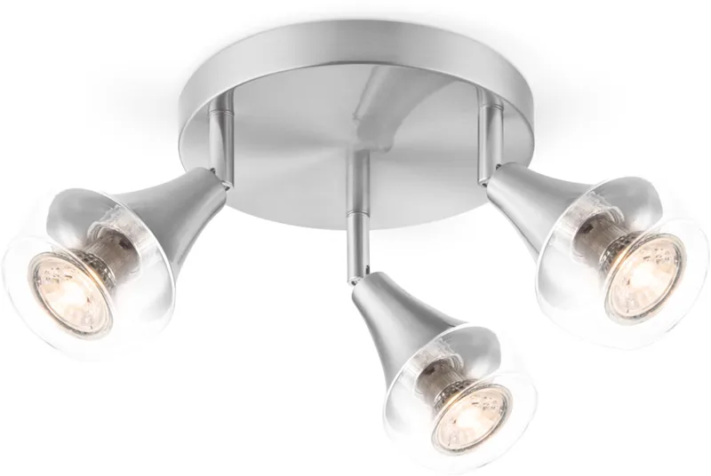 Moderne Plafondspots - Mat Satin - Met 3 GU10 Fitting - Metaal Spotlights - 19 x 19 x 16.5cm - voor woonkamer en slaapkamer van Home Sweet Home in Geborsteld staal – productfoto