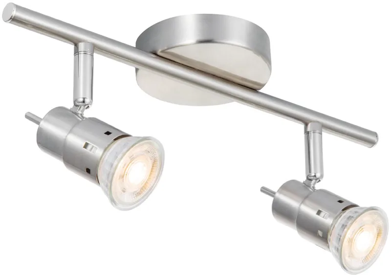 Moderne Plafondspots - Met 2 GU10 Fitting - Metaal Spotlights - 32 x 15.4 x 13.7cm - voor woonkamer en by Home Sweet Home in Geborsteld staal – product photo