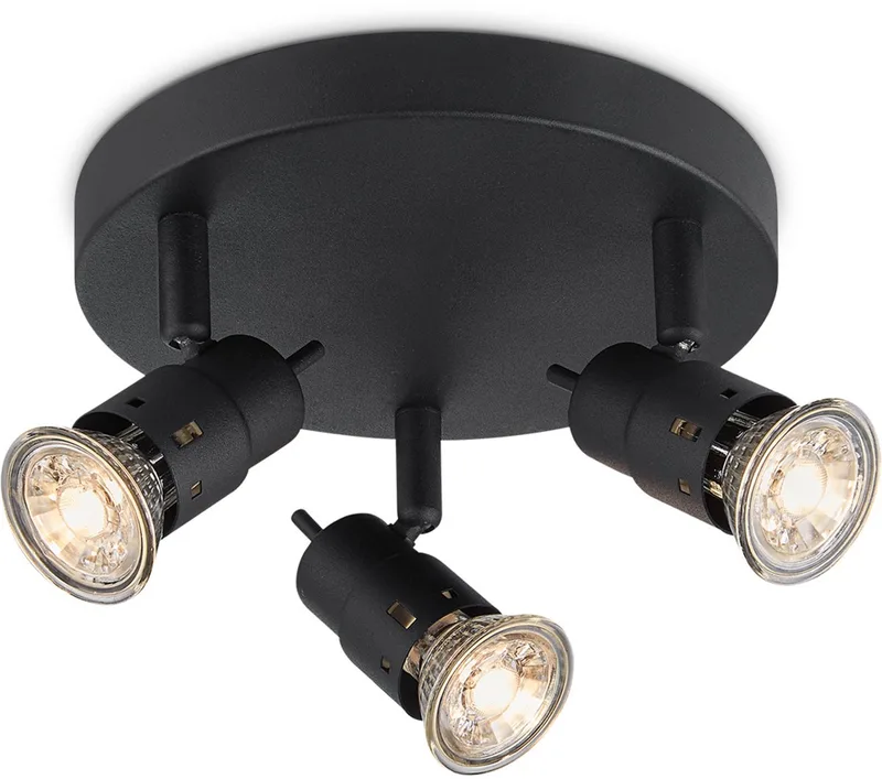 Moderne Plafondspots - Met 3 GU10 Fitting - Metaal Spotlights - 19 x 19 x 13.7cm - voor woonkamer en slaapkamer van Home Sweet Home in Zwart – productfoto