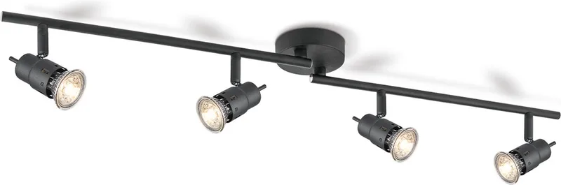 Moderne Plafondspots - Met 4 GU10 Fitting - Metaal Spotlights - 81 x 16.2 x 13.7cm - voor woonkamer en slaapkamer van Home Sweet Home in Zwart – productfoto