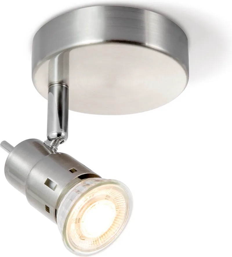 Moderne Plafondspots - Met GU10 Fitting - Metaal Spotlights - 9.5 x 9.5 x 13.7cm - Voor woonkamer en van Home Sweet Home in Geborsteld staal – productfoto