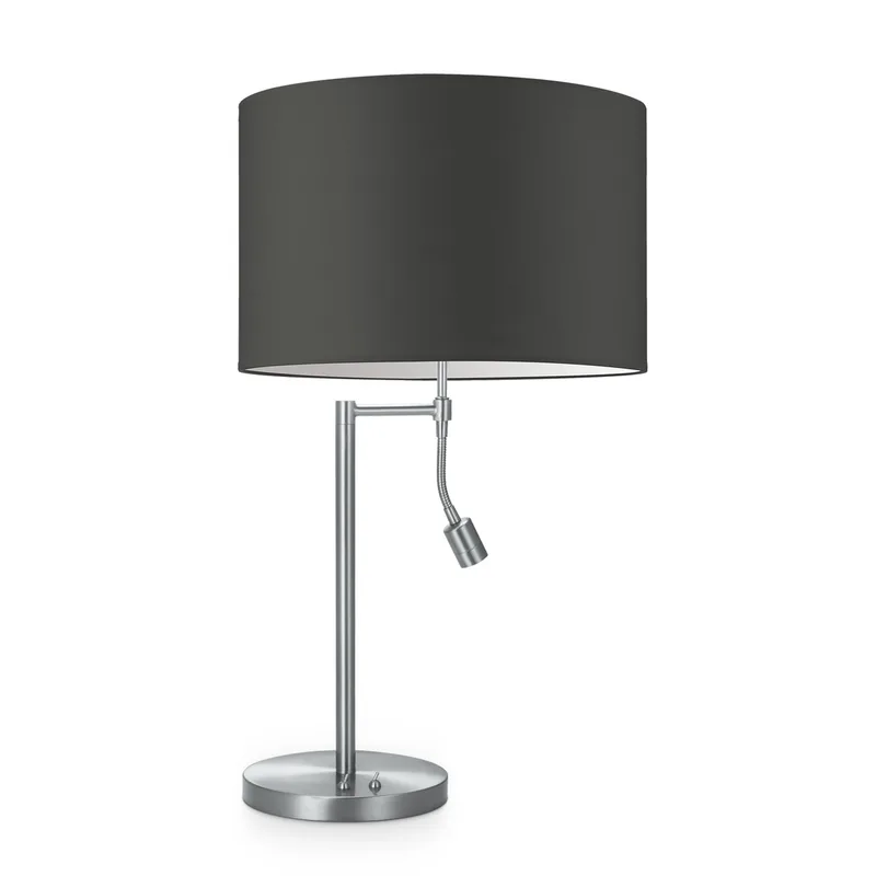 Moderne tafellamp Bling - antraciet - tafellamp Read inclusief lampenkap en verstelbare LED Leeslamp lampenkap 35/35/21cm - hoogte 47 cm - geschikt voor E27 LED lamp - Tafellamp geschikt voor woonkamer, slaapkamer, thuiskantoor van Home Sweet Home in Donkergrijs – productfoto