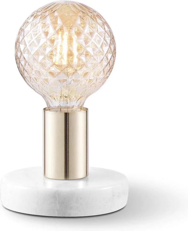 Moderne tafellamp Sten - Brons - 10/10/9cm - bedlampje - voor E27 lichtbron - gemaakt van Marmer en metaal von Home Sweet Home in Gold – Produktfoto
