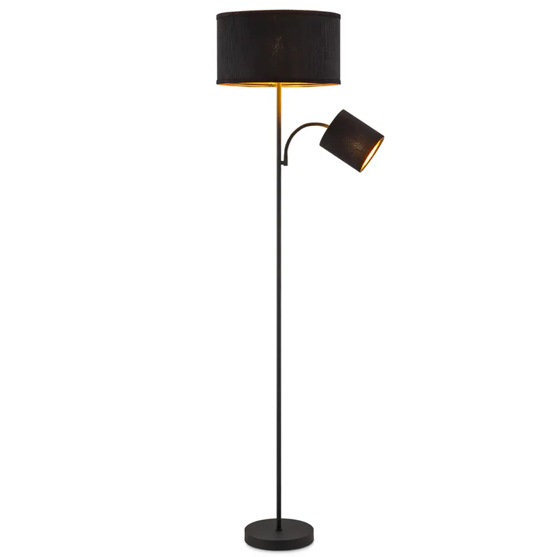 Moderne vloerlamp - Met twee corduroy kap - Zwart - 40 x 40 x 175cm - met E27 lichtbron 7W 1076LM - Warm wit licht - Met twee knoppen open licht de Home Sweet Home – photo du produit