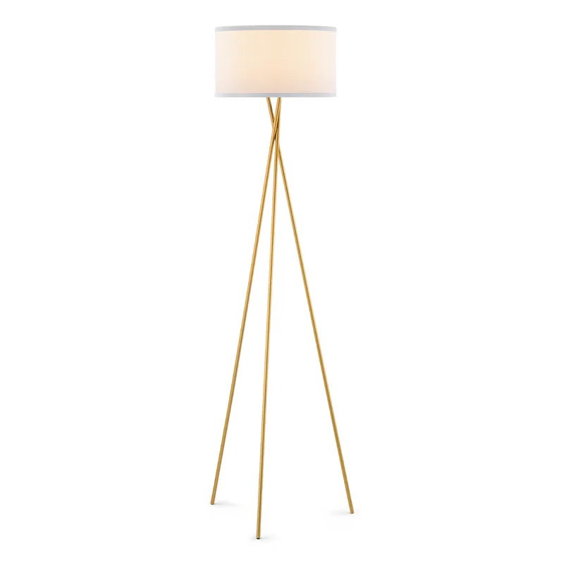 Moderne Vloerlamp - Metalen Staande lamp met wit stoffen Lampenkap - 53/53/138cm - Inclusief LED E27 Lichtbron 9W 806Lm - met Voetschakelaar - voor Woonkamer en Slaapkamer von Home Sweet Home – Produktfoto