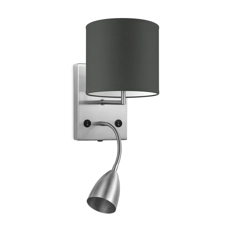 Moderne wandlamp Bling - antraciet - wandlamp Read inclusief lampenkap en LED Leeslamp lampenkap 16/16/15cm - geschikt voor E27 LED lamp - Wandlamp geschikt voor woonkamer, slaapkamer, corridor de Home Sweet Home en Gris foncé – photo du produit