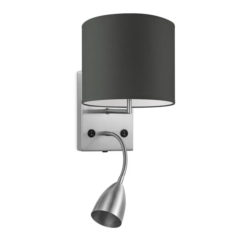 Moderne wandlamp Bling - antraciet - wandlamp Read inclusief lampenkap en LED Leeslamp lampenkap 20/20/17cm - geschikt voor E27 LED lamp - Wandlamp geschikt voor woonkamer, slaapkamer, corridor fra Home Sweet Home i Mørkegrå – produktbillede