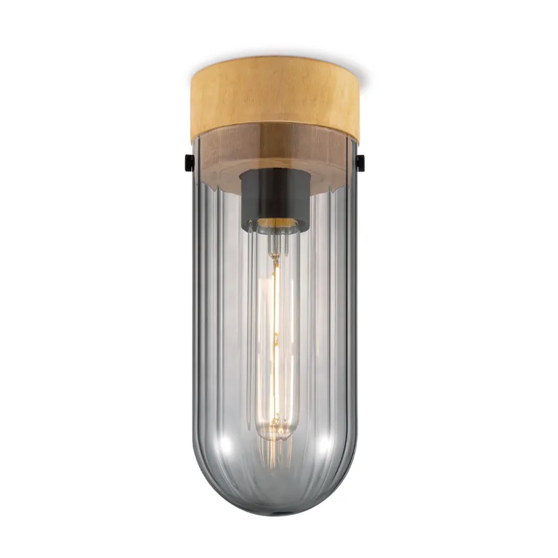 plafondlamp Capri klein - hout/glas van Home Sweet Home in Smoke – productfoto