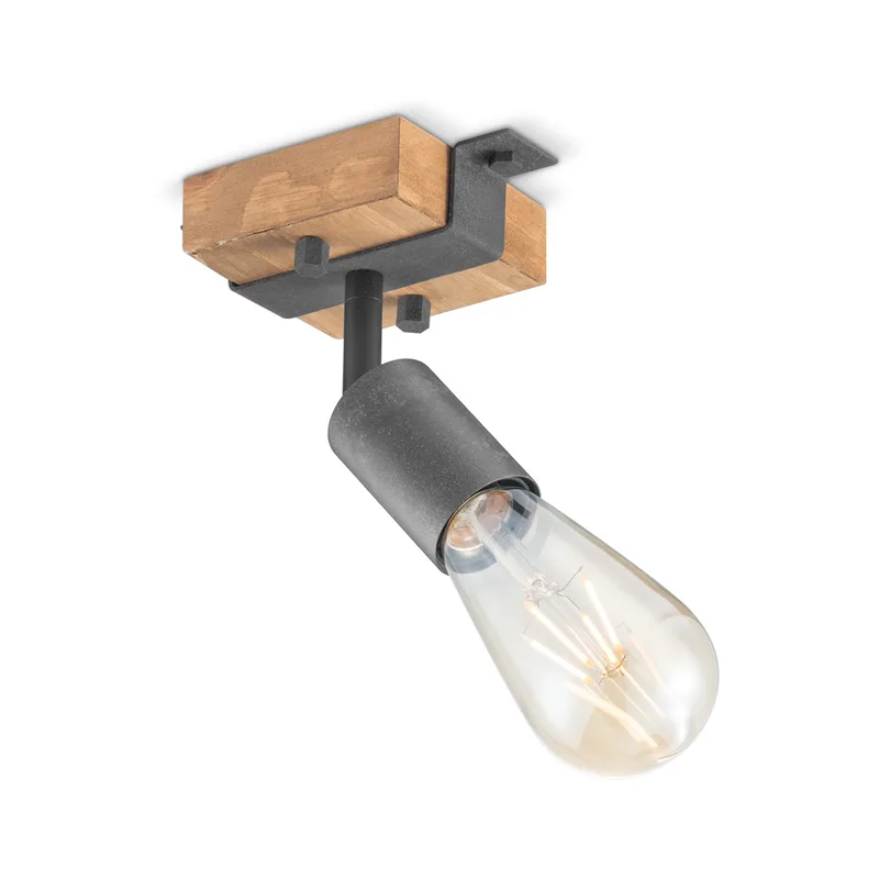 plafondlamp Denton 1L - hout / burned metal by Home Sweet Home in Black – product photo