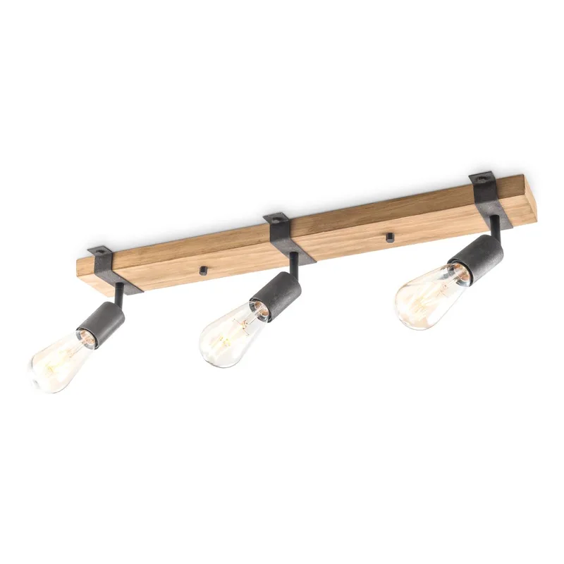 plafondlamp Denton 3L - hout / burned metal by Home Sweet Home in Black – product photo