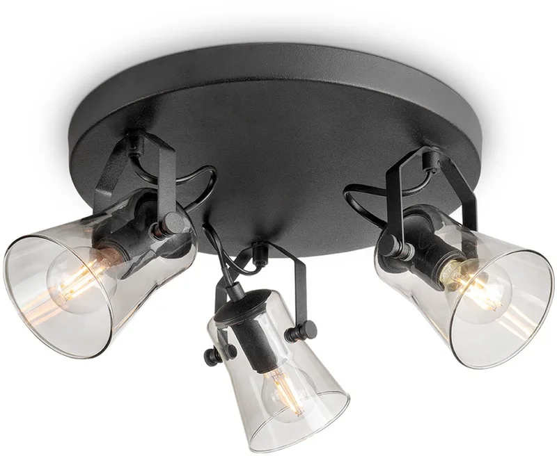ronde plafondspot Edge 3 - en glas - 3 x E14 - zonder lichtbronnen by Home Sweet Home in Black – product photo