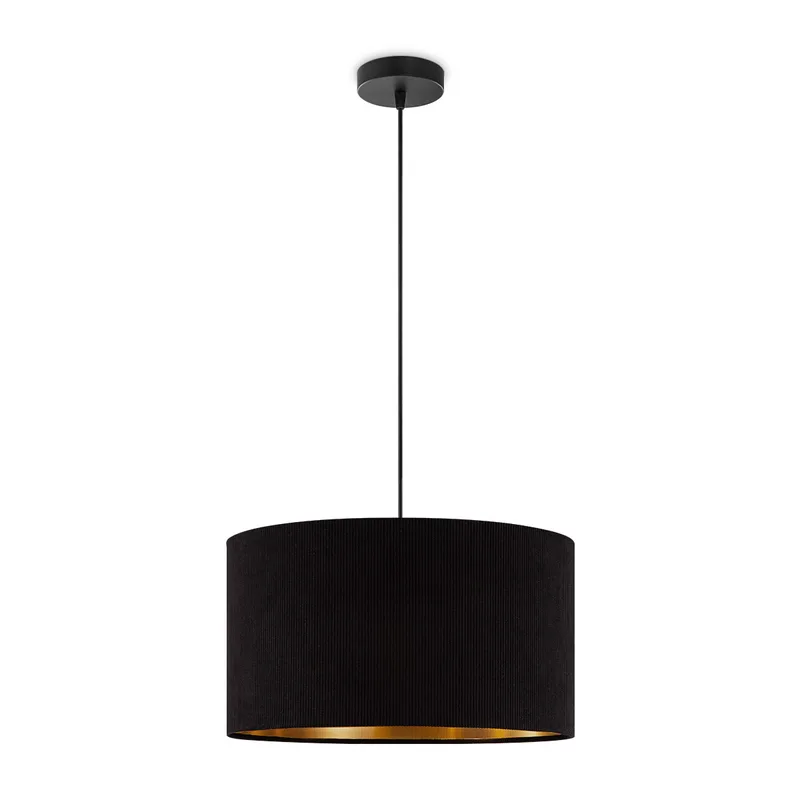 Scandinavische stijl Hanglamp - Corduroy Lampenkap - Cilinder - Black - ø40 x 126 cm - E27 Fitting - Geschikt voor Woonkamers en slaapkamers by Home Sweet Home in Black – product photo