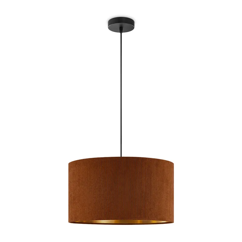 Scandinavische stijl Hanglamp - Corduroy Lampenkap - Cilinder - Brown - ø40 x 126 cm - E27 Fitting - Geschikt voor Woonkamers en slaapkamers by Home Sweet Home in Brown – product photo