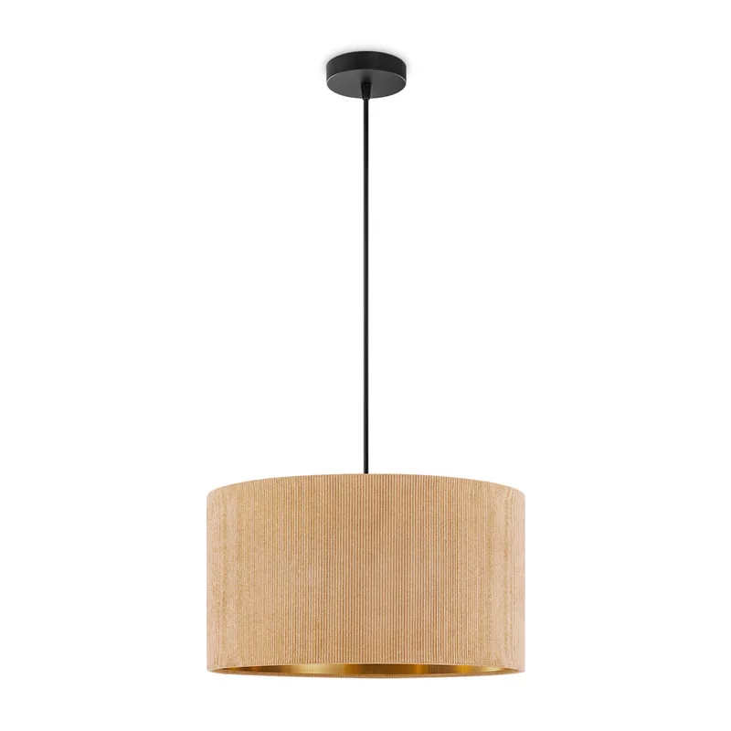 Scandinavische stijl Hanglamp - Corduroy Lampenkap - Cilinder - Karamel - ø40 x 126 cm - E27 Fitting - Geschikt voor Woonkamers en slaapkamers by Home Sweet Home in Khaki – product photo