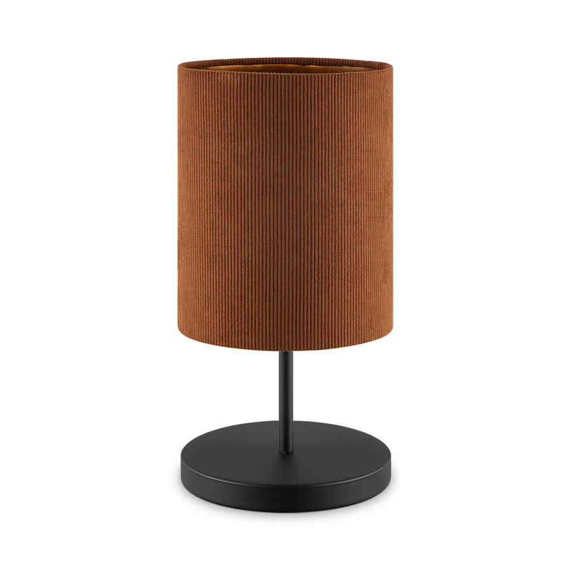 Scandinavische stijl Tafellamp - Corduroy Lampenkap - Cilinder - Brown - ø20 x 40 cm - E27 Fitting - Geschikt voor Woonkamers en slaapkamers - Met schakelaar von Home Sweet Home in Braun – Produktfoto