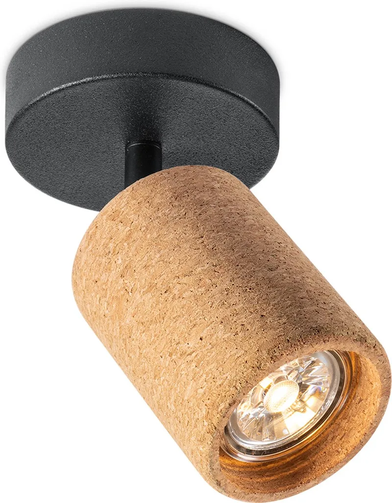 spot Cork 1 - kurk en zwart - GU10 - zonder lichtbron by Home Sweet Home in Natuurlijk – product photo