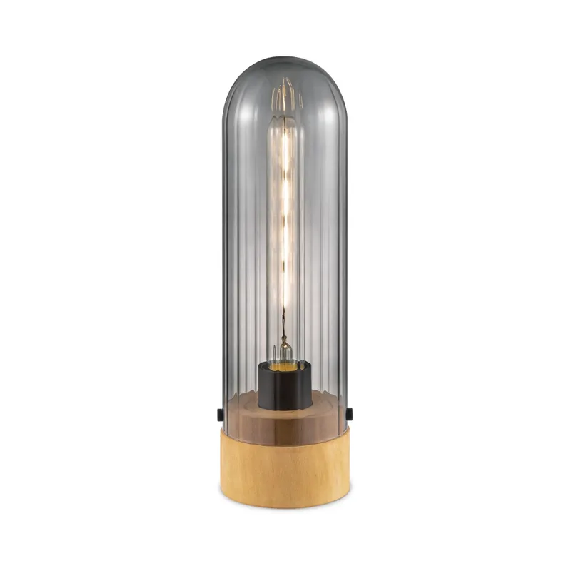 tafellamp Capri medium - hout/glas de Home Sweet Home en Smoke – photo du produit