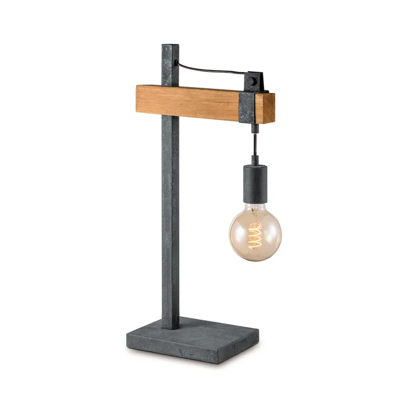 tafellamp Denton - hout / burned metal de Home Sweet Home en Noir – photo du produit
