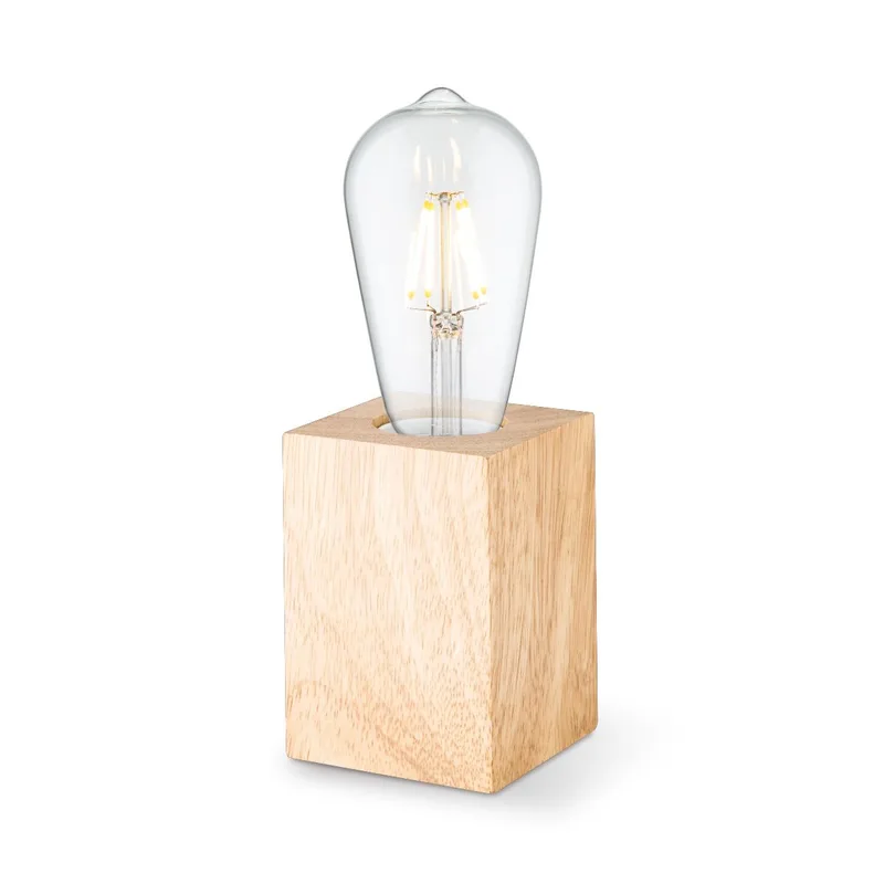 tafellamp Eliaz vierkant - hout van Home Sweet Home in Beige – productfoto