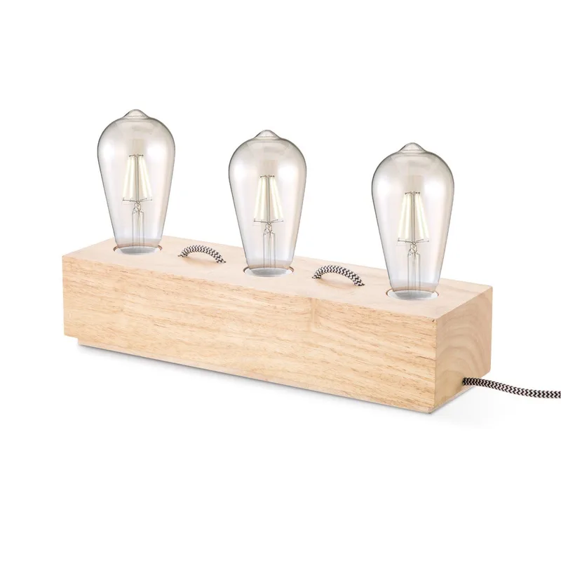 tafellamp Ivy 3 lichts - hout by Home Sweet Home in Beige – product photo