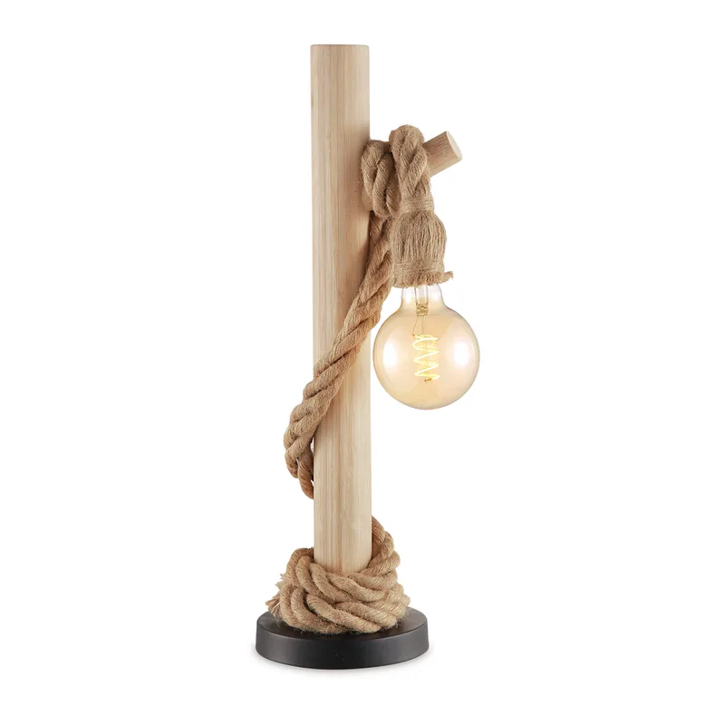 tafellamp Maritime - hout/touw de Home Sweet Home en Beige – photo du produit