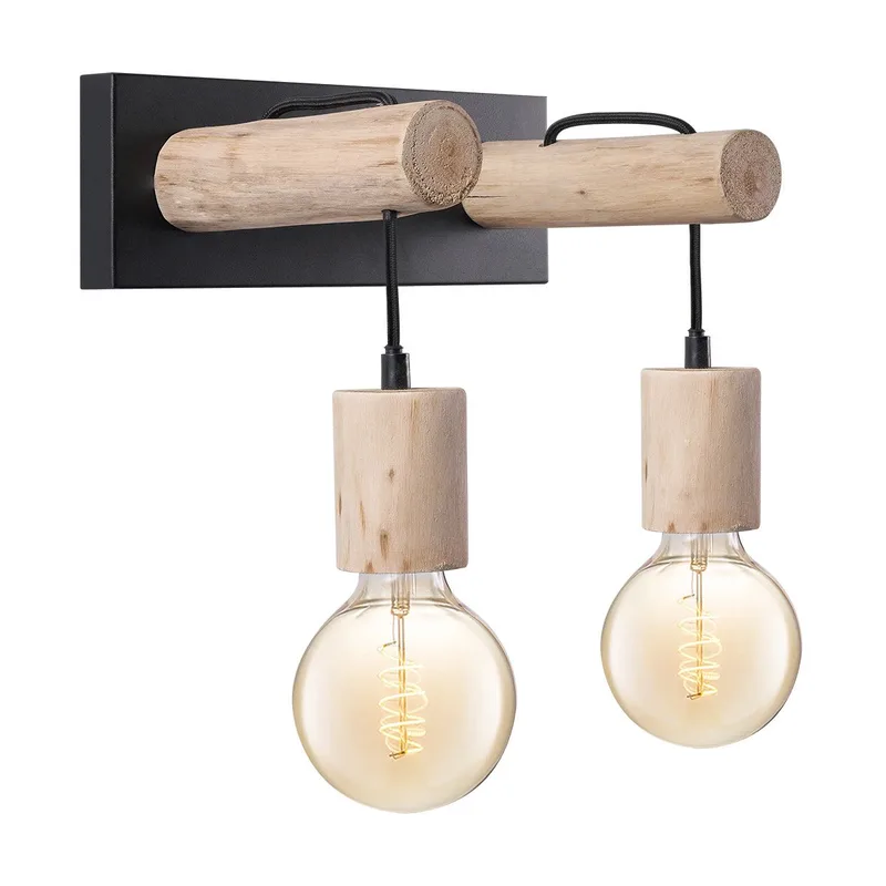 wandlamp Billy 2 lichts - hout / metaal by Home Sweet Home in Brown – product photo