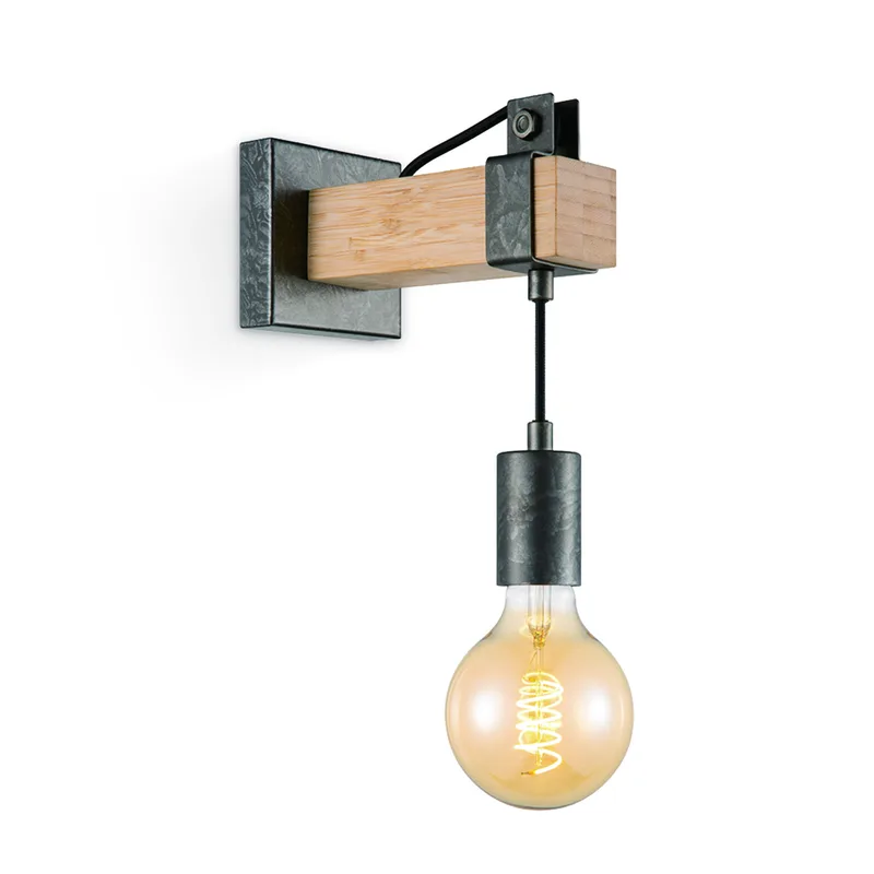 wandlamp Denton 1L - hout / burned metal by Home Sweet Home in Black – product photo