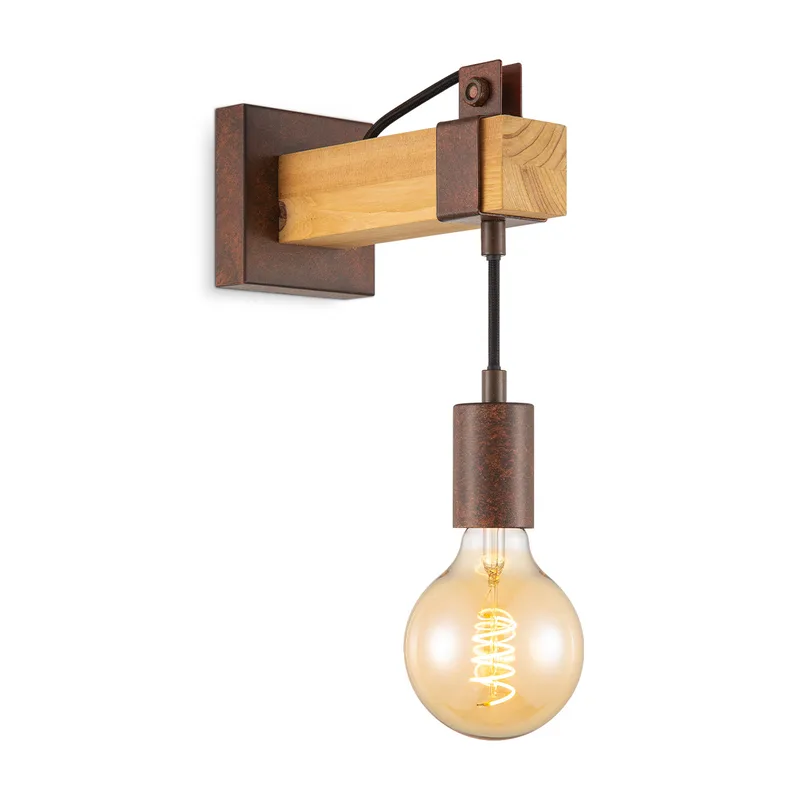 wandlamp Denton 1L - hout / roest de Home Sweet Home en Roestbruin – photo du produit