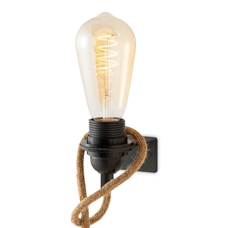 Zwart Vintage Muurlamp - Metalen Wandlamp - Met E27 fitting - 10 x 6 x 4 (BxDxH) - Voor hal en slaapkamer - Met schakelaar - Lichtbron niet inbegrepen by Home Sweet Home – product photo