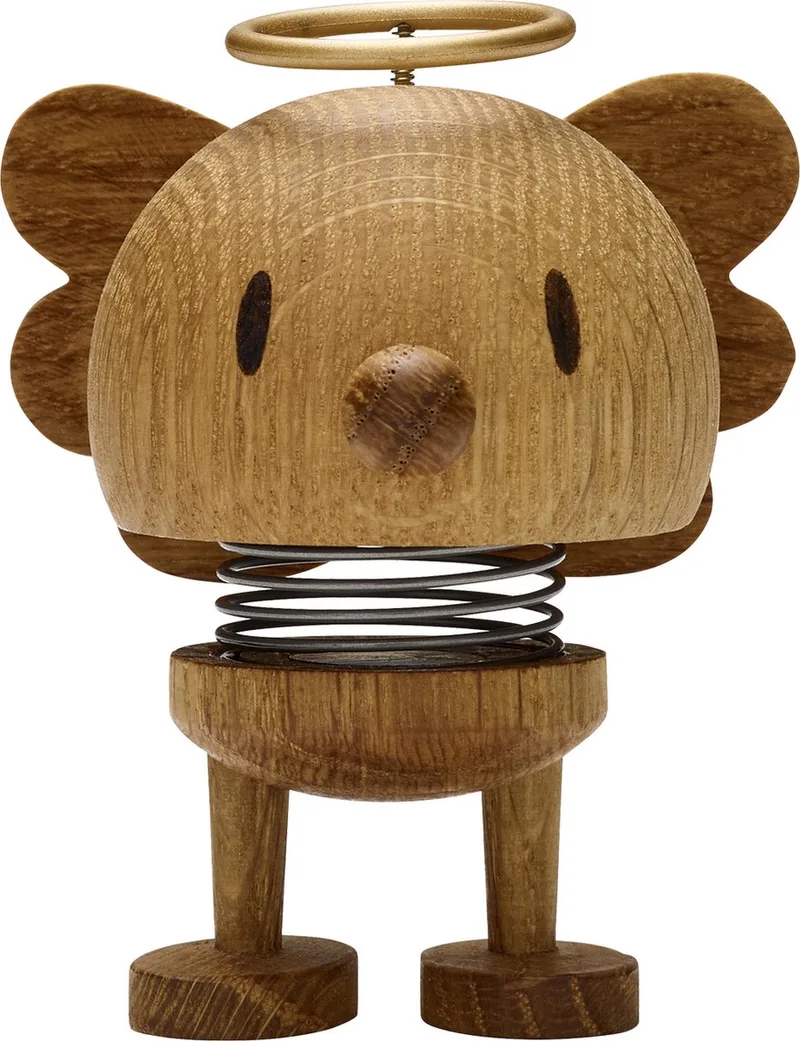 Angel Bumble Beeldje - S - Eikenhout - Engel Beeldje & Houten Kerstmis Decoratie voor Woonkamer of Kantoor - Leuk Kerst Cadeau Idee voor Mannen, Vrouwen en Kinderen by Hoptimist in Oak – product photo