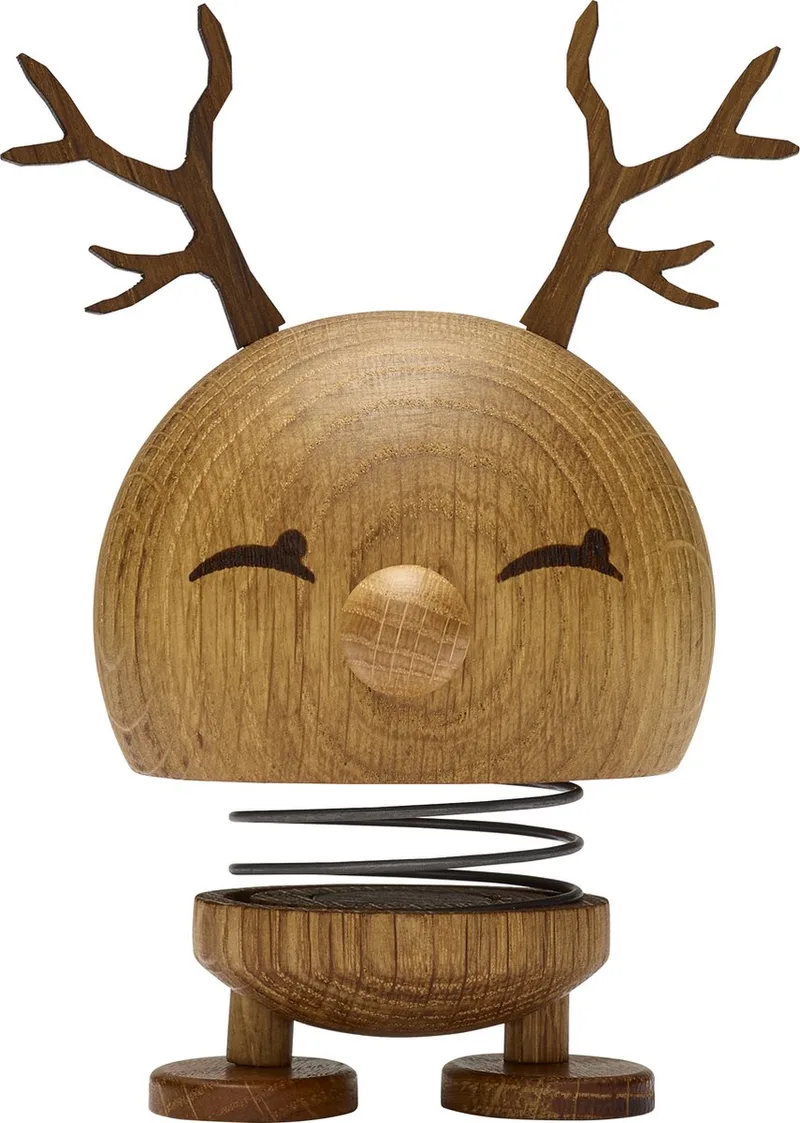 Rendier Bimble Beeld - M - Eikenhout - Houten Kerstdecoratie en Kerstversiering voor Woonkamer of Kantoor - Leuke Kerst Cadeau Idee voor Familie, Vrienden of als Kleine Verrassing van Hoptimist in Oak – productfoto