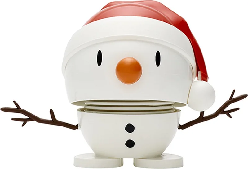 Sneeuwpop met Kerstmuts - M - Wit - Kerstdecoratie & Kerstversiering voor Woonkamer of Kantoor - Leuk Kerstcadeau Idee voor Familie, Vrienden en Kinderen by Hoptimist in White – product photo