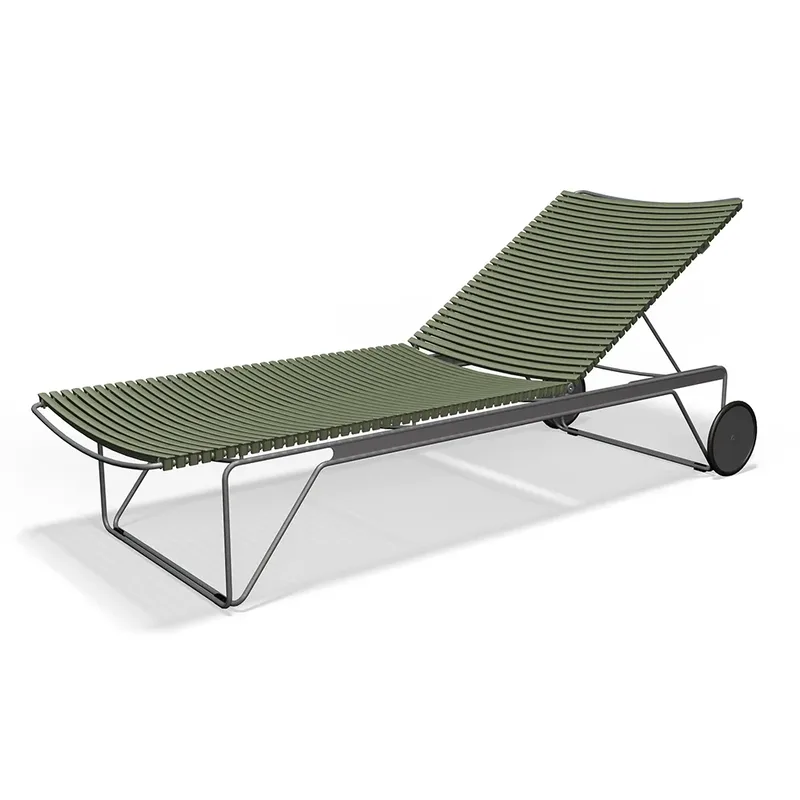 Click Adjustable chaise longue Olive green. Frame: Grey de Houe – photo du produit