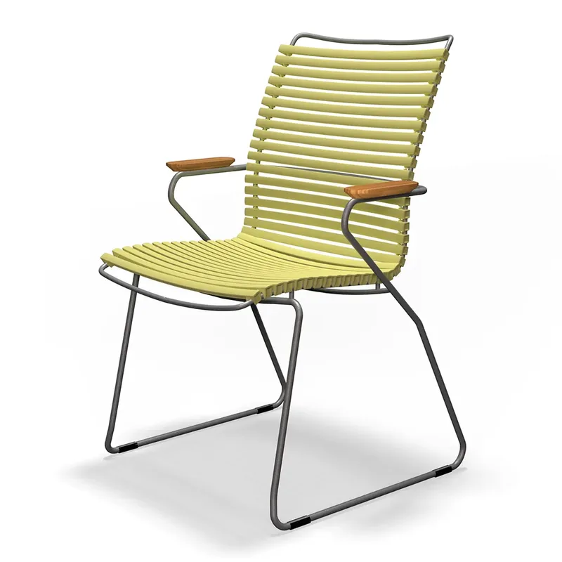 Click Dining chair tall back Lemon zest. Frame: Grey. Armrest: Bamboo de Houe – photo du produit