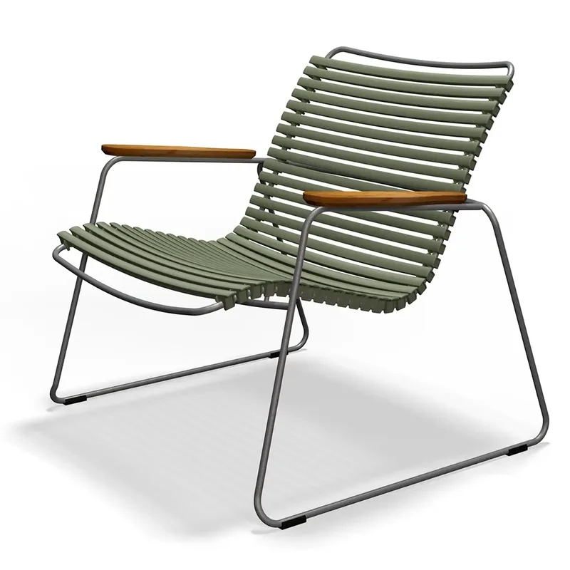 Click Roomy lounge chair Olive green. Frame: Grey. Armrest: Bamboo by Houe – product photo
