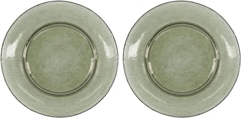 Bord Rain groen glas 27cm - 2 stuks by House Doctor in [gid://shopify/Metaobject/303100625231] – product photo