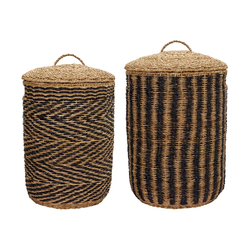 Cesto Wäschekorb 2-teilig Natur-schwarz by House Doctor – product photo