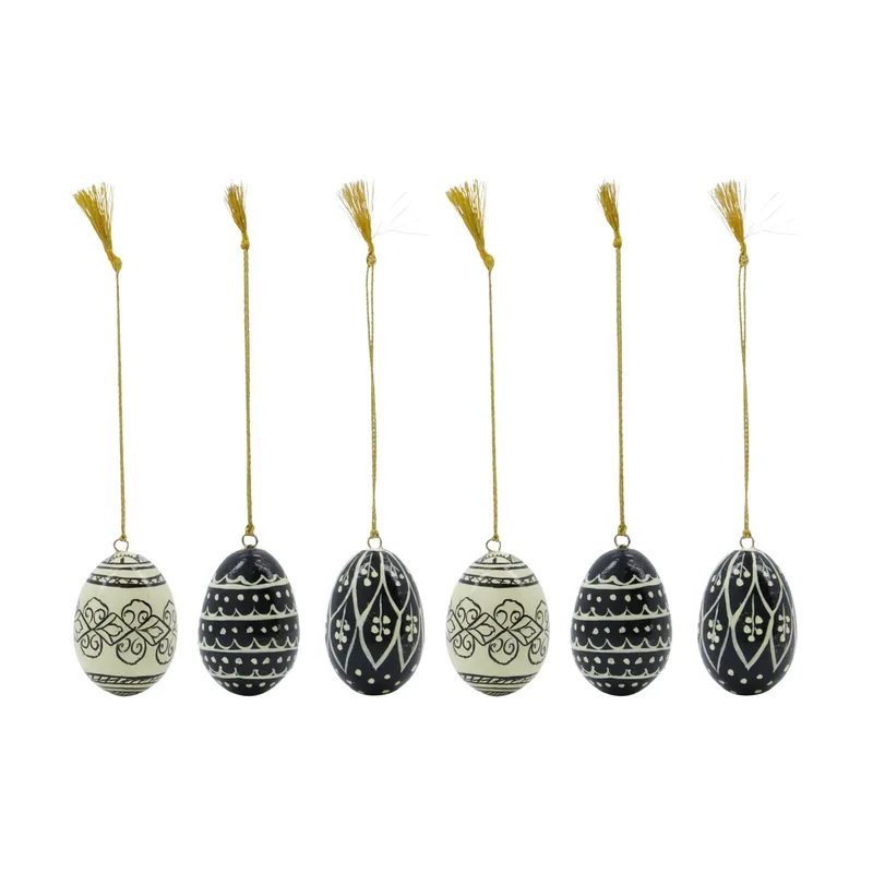 Deco Ostereier 5 cm 6-teilig Black-offwhite by House Doctor – product photo