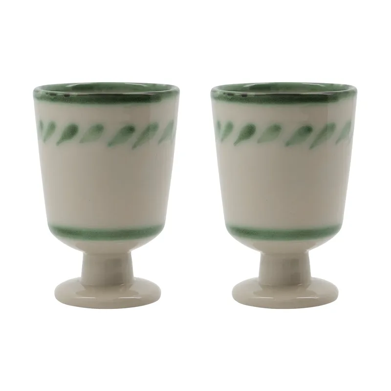 Diva Tasse auf Fuß 25 cl 2-teilig Off white-Grün by House Doctor – product photo