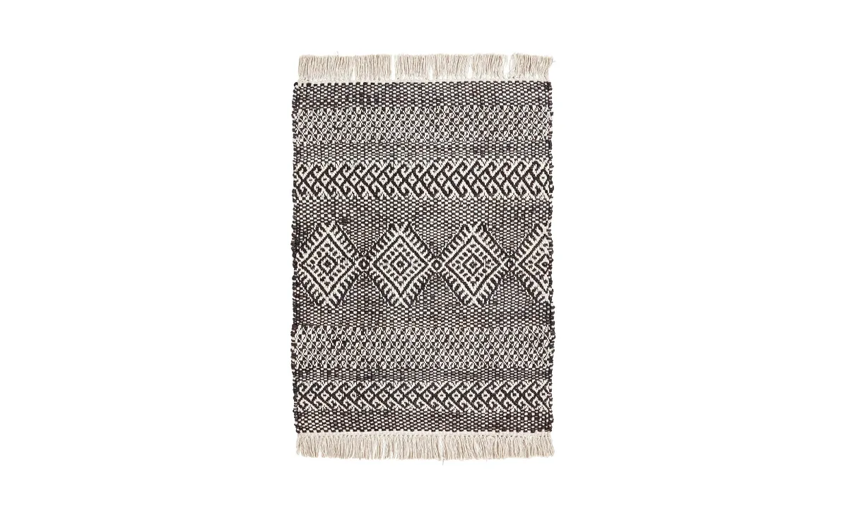 Tapis 90x60 cm Jute et Coton Noir et Naturel Ethnic de House Doctor – photo du produit