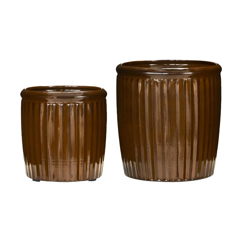 Groove Blumentopf 2-teilig small Braun by House Doctor – product photo