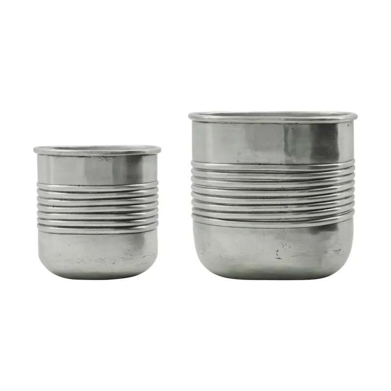 Groove Pflanzgefäß Aluminium oval 2-teilig Antik Silberfinish by House Doctor – product photo