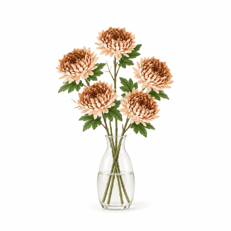 HDChrysanthemum Chrysant Kunstbloemen – 5 Stuks – Beige - Bruin - Roze van House Doctor in Nude – productfoto