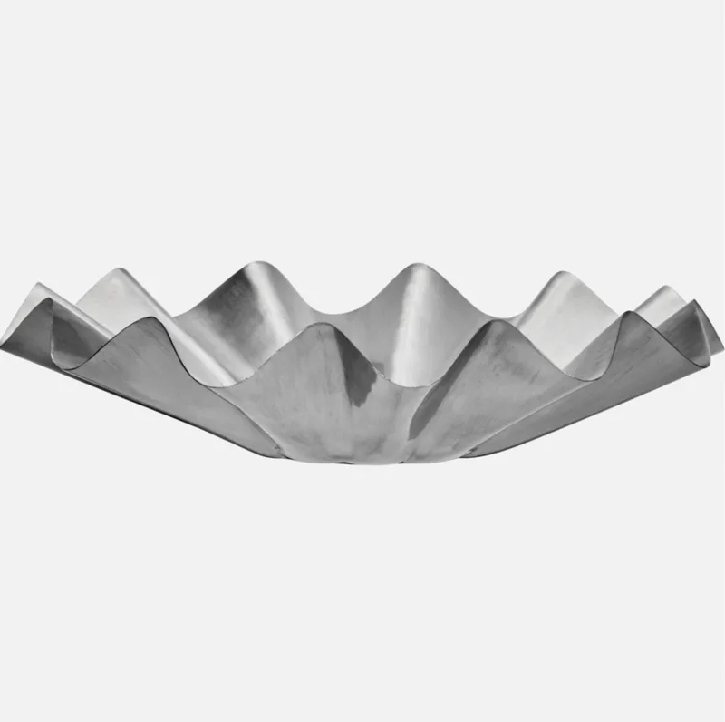 HDFlood schaal - Ø35x8 cm - geborsteld zilver metaal decoratie van House Doctor in Chroom – productfoto