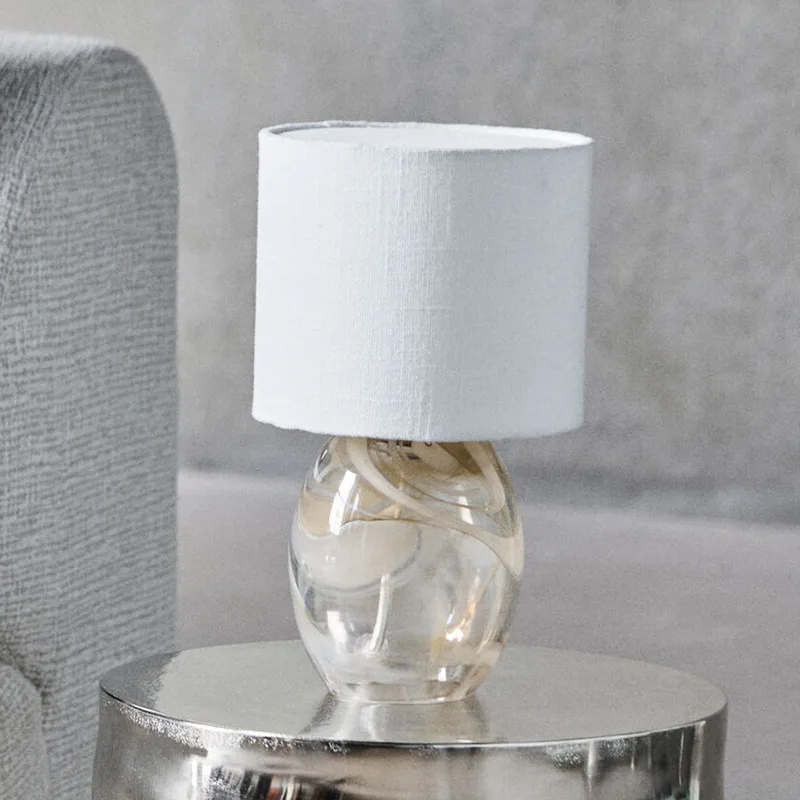 Hite tafellamp, 28 cm, crème, glas/textiel - House Doctor - Woonkamer - Designer - 1 lamp by House Doctor – product photo