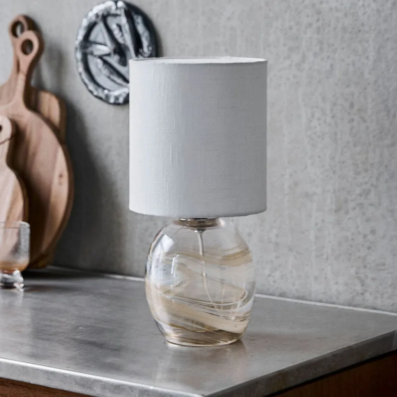 Hite tafellamp, 44 cm, crème, glas/textiel - House Doctor - Woonkamer - Designer - 1 lamp by House Doctor – product photo
