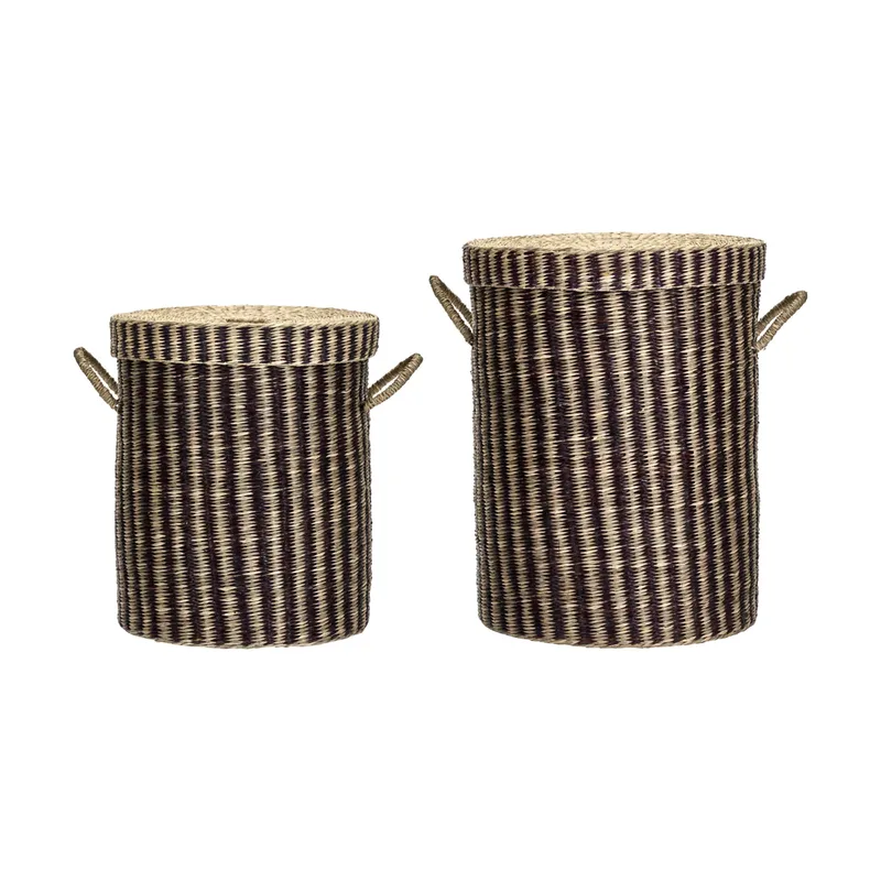 Laundry Wäschekorb mit Deckel 2-teilig Natur-braun by House Doctor – product photo