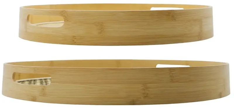 Palmblad dienbladen zwart natuur - set van 2 van House Doctor in [gid://shopify/Metaobject/303110226255,gid://shopify/Metaobject/297300001103] – productfoto
